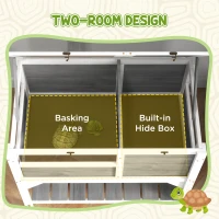 PawHut Tortoise Habitat with Shelf Storage Tortoise Gift Accessory with Weather Protection for Indoor, Light Gray(m-4)