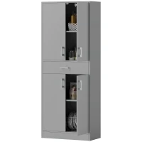 HOMCOM 71" Kitchen Cabinet with Drawer and Adjustable Shelf, Freestanding Tall Kitchen Pantry, Gray(m-1)