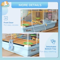 PawHut 5 Tiers Hamster Cage Portable Animal Travel Carrier w/ Exercise Wheels Tube, Light Blue(m-7)