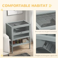 PawHut 3-Tier Wooden Hamster Cage Mice and Rat Cage Small Animals Hutch with Openable Top, Front Door, Storage Shelf, Gray(m-6)
