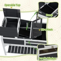 PawHut Tortoise Enclosure Tortoise House w/ Adjustable Lamp Holder, Storage Shelf, Removable Main House, Openable Lid, Gray(m-8)