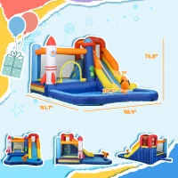 Qaba 5 in 1 Inflatable Bounce House, Water Slide with 550W Blower, Splash Pool, Trampoline, Climbing Wall, Cannon(m-3)