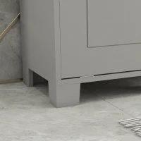 HOMCOM Tilt-out Laundry Storage Cabinet with Tabletop and Compartment Hamper, Gray(m-9)