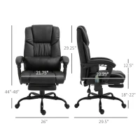 Vinsetto Massage Office Chair with 6 Vibrating Points, High Back Reclining Office Chair with Footrest and Remote, Black(m-3)