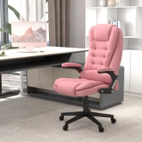 HOMCOM Massage Office Chair, Heated Reclining Computer Chair with 6 Vibration Points, Armrest and Remote, Pink(m-10)