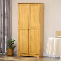 HOMCOM 67" Pinewood Kitchen Pantry Storage Cabinet, Freestanding Cabinets with Doors and Shelves, Dining Room(m-10)
