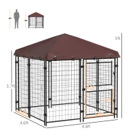 PawHut 4.6' x 4.6' x 5' Dog Kennel Outdoor with Waterproof Canopy, Large Door(m-3)