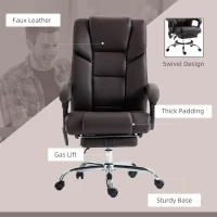 Vinsetto 6 Point Vibration Massage Office Chair with Heat, PU Leather Computer Chair with Adjustable Height Reclining Back, Brown(m-7)