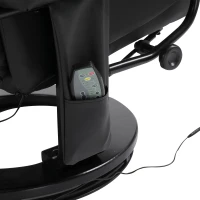 HOMCOM Massage Recliner Chair with Ottoman, 360° Swivel Recliner and Footstool, 10 Point Vibration, PU Leather Reclining Chair with Side Pocket and Remote Control, Black(m-11)