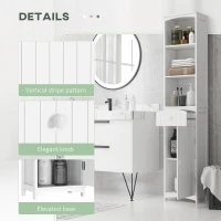 HOMCOM Bathroom Storage Cabinet, Free Standing Bathroom Storage Unit, Tall Linen Tower with 3-Tier Shelves and Drawer, White(m-5)