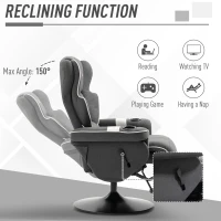 HOMCOM Manual Recliner, Swivel Lounge Armchair with Footrest and Two Cup Holders for Living Room, Black(m-4)