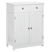 Kleankin Freestanding Bathroom Floor Cabinet, Wooden Bathroom Cabinet with 2 Doors, 2 Drawers and Adjustable Shelf, White