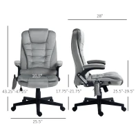 HOMCOM 6 Point Executive Office Chair with Heat, Velvet High Back Vibrating Massage Office Chair, Gray(m-3)