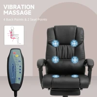 Vinsetto Massage Office Chair with 6 Vibrating Points, High Back Reclining Office Chair with Footrest and Remote, Black(m-6)