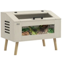PawHut 30 Gallon Reptile Tank, Top Opening Reptile Enclosure with Glass Windows for Snakes, Lizards Horned Frogs & Chameleons(m-11)