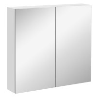 kleankin Bathroom Mirrored Cabinet, 24"x22" Steel Frame Medicine Cabinet, Wall-Mounted Storage Organizer with Double Doors, White