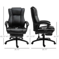 Vinsetto Executive High Back Office Chair Executive Computer Desk Chair with PU Leather, Adjustable Height and Retractable Footrest, Black(m-3)
