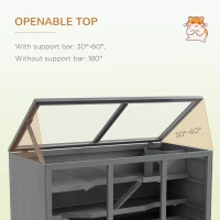 PawHut Extra Large Wooden Hamster Cage with Opening Roof, Hut, Ramps, Gray(m-5)