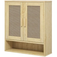 HOMCOM Over the Toilet Bathroom Cabinet, Bathroom Wall Cabinet with 2 Doors and Adjustable Shelf, Distressed Oak(m-1)
