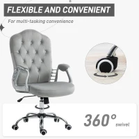 Vinsetto Velvet Office Chair Desk Chair with 360 Degree Swivel Wheels Adjustable Height Tilt Function Light Gray(m-6)