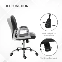 Vinsetto PU Leather Home Office Chair, Button Tufted Desk Chair with Padded Armrests, Adjustable Height and Swivel Wheels, Black(m-5)