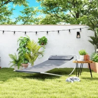 Outsunny Single Rocking Sun Lounger Hammock Bed with Steel Frame and Headrest for Garden Beach and Pool 7'L x 4.3'W(m-8)