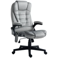 HOMCOM 6 Point Executive Office Chair with Heat, Velvet High Back Vibrating Massage Office Chair, Gray(m-11)