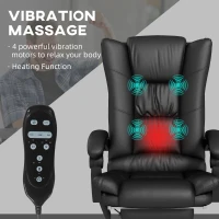 Vinsetto PU Leather Executive Massage Office Chair with 4 Vibration, Computer Desk Chair, Heated Reclining Chair with Adjustable Height, Swivel Wheels, Black(m-4)