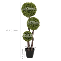 HOMCOM 4FT Potted Fake Plant, Artificial Boxwood Topiary Tree, Triple Ball Tree for Indoor and Outdoor, Green(m-3)