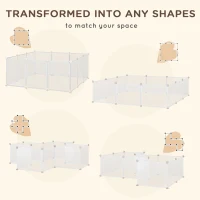 PawHut Pet Playpen DIY Small Animal Cage Open Enclosure Portable Plastic Fence 12 Panels for Bunny Chinchilla Guinea Pig White, 18" x 14"(m-7)