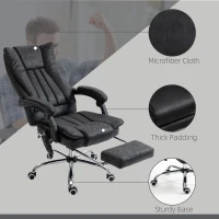 Vinsetto Massage Office Chair, 6 Points and Heat, Reclining Computer Chair with High Back, Adjustable Height and Footrest, Black(m-7)