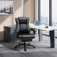 Vinsetto Executive High Back Office Chair Executive Computer Desk Chair with PU Leather, Adjustable Height and Retractable Footrest, Black(m-2)