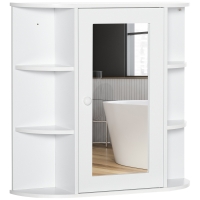 HOMCOM Bathroom Medicine Cabinet with Mirror, Bathroom Mirror Cabinet, Wall Mount Mirror Medicine Cabinet with Multiple Storage Shelves, White