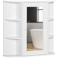 HOMCOM Bathroom Medicine Cabinet with Mirror, Bathroom Mirror Cabinet, Wall Mount Mirror Medicine Cabinet with Multiple Storage Shelves, White(m-1)