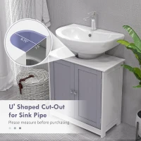 kleankin Bathroom Vanities, Bathroom Sink Cabinets with U-Shape Cut-Out and Adjustable Internal Shelf, White and Gray(m-4)