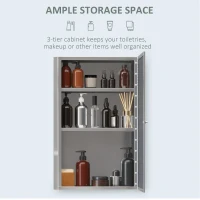 HOMCOM Bathroom Mirrored Cabinet, Vertical 16" x 24" Stainless Steel Frame Medicine Cabinet, Wall-Mounted Storage Organizer with Single Door(m-4)