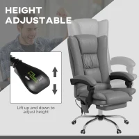 Vinsetto PU Leather Executive Massage Office Chair with 4 Vibration, Computer Desk Chair, Heated Reclining Chair with Adjustable Height, Swivel Wheels, Gray(m-5)