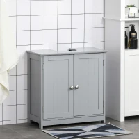 kleankin Bathroom Vanities, Bathroom Sink Cabinets with U-Shape Cut-Out and Adjustable Internal Shelf, Gray(m-12)