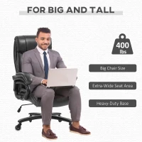 Vinsetto Big and Tall Office Chair, 400 lbs, Executive Comfy Computer Chair with PU Leather, Swivel Wheels, Black(m-4)