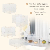 PawHut Pet Playpen DIY Small Animal Cage Open Enclosure Portable Plastic Fence 12 Panels for Bunny Chinchilla Guinea Pig White, 18" x 14"(m-6)