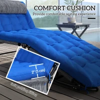 Outsunny Folding Lounge Chair with 4-level Reclining Back & Cushion, Blue(m-7)