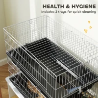 PawHut 2-Tier Small Animal Cage with 2 Doors, Trays, Dish, Bottle, and Ramp for Bunny, Ferret, Chinchilla, Black(m-7)