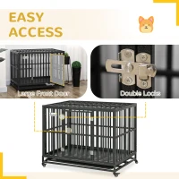 PawHut 44'' Strong Pet Dog Crate Mobility Cage w/ Playpen Metal & Removeable Tray(m-6)