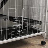 PawHut 50" H Rolling Small Animal Cage with Hammock, Ferret Cage, Chinchilla Cage, Pet Habitat, wIth 4 Doors, Removable Tray(m-10)