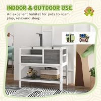 PawHut Tortoise Habitat with Shelf Storage Tortoise Gift Accessory with Weather Protection for Indoor, Light Gray(m-8)