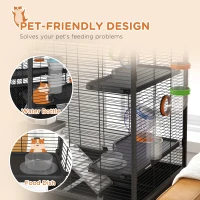 PawHut Small Animal Cage for Syrian Hamster, Gerbil Cage with Tubing System, Running Wheel, Ramps, Platforms(m-7)