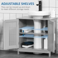 kleankin Under Sink Pedestal Storage Bathroom Cabinet, Gray(m-5)