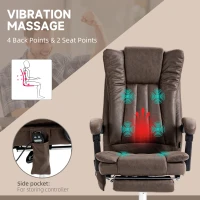 Vinsetto Massage Office Chair with 6 Points and Heat, Reclining Computer Chair with Adjustable Height and Footrest, Coffee(m-6)