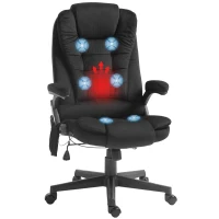 HOMCOM 6 Point Executive Office Chair with Heat, Velvet High Back Vibrating Massage Office Chair, Black(m-1)