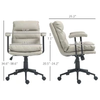 HOMCOM Home Office Chair, PU Leather Computer Desk Chair, Swivel Task Chair with Adjustable Height, Light Gray(m-3)